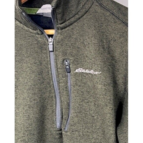 Eddie Bauer Sweater 1/2 Zip Pullover Long Sleeve Pocket Forest Green‎ Men Medium - Picture 3 of 4